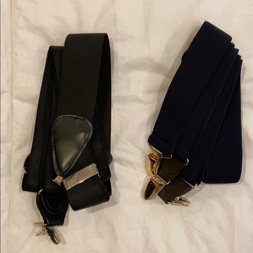 Set: Black and Navy Suspenders